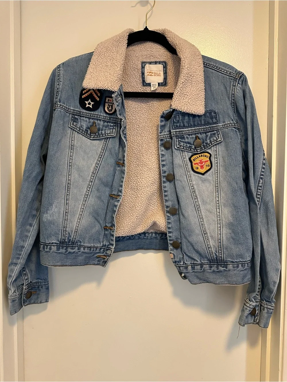 Light Blue Sherpa-Lined Denim Jacket for Kids - (Brand: Billabong)
